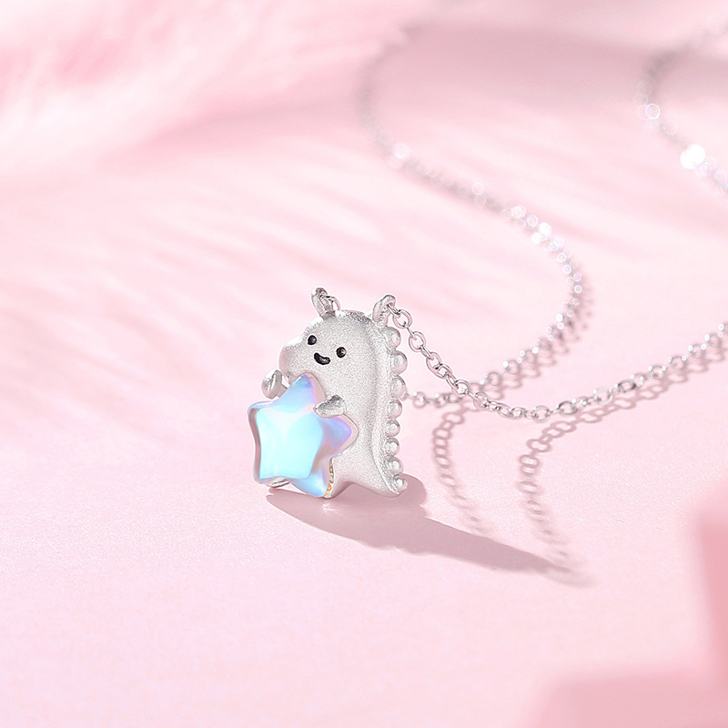 Women's Cartoon 925 Sterling Silver Dinosaur Necklace
