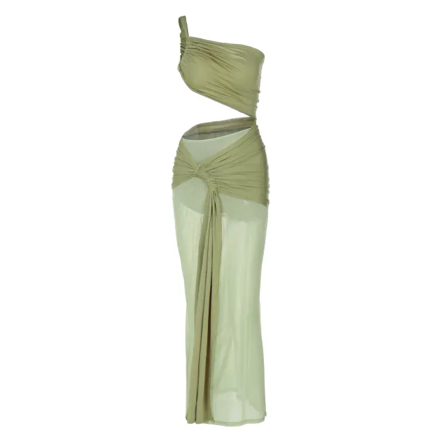 Sexy Strapless Top Slim Fit Oblique Skirt Suit Green - Shop at LoveMi