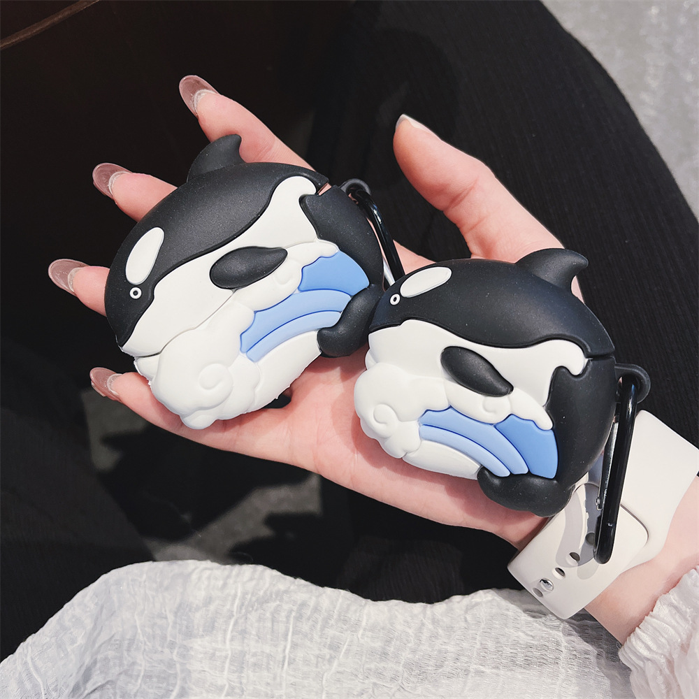 3D Orca shaped Protective Case For Bluetooth Earphones Cartoon Design