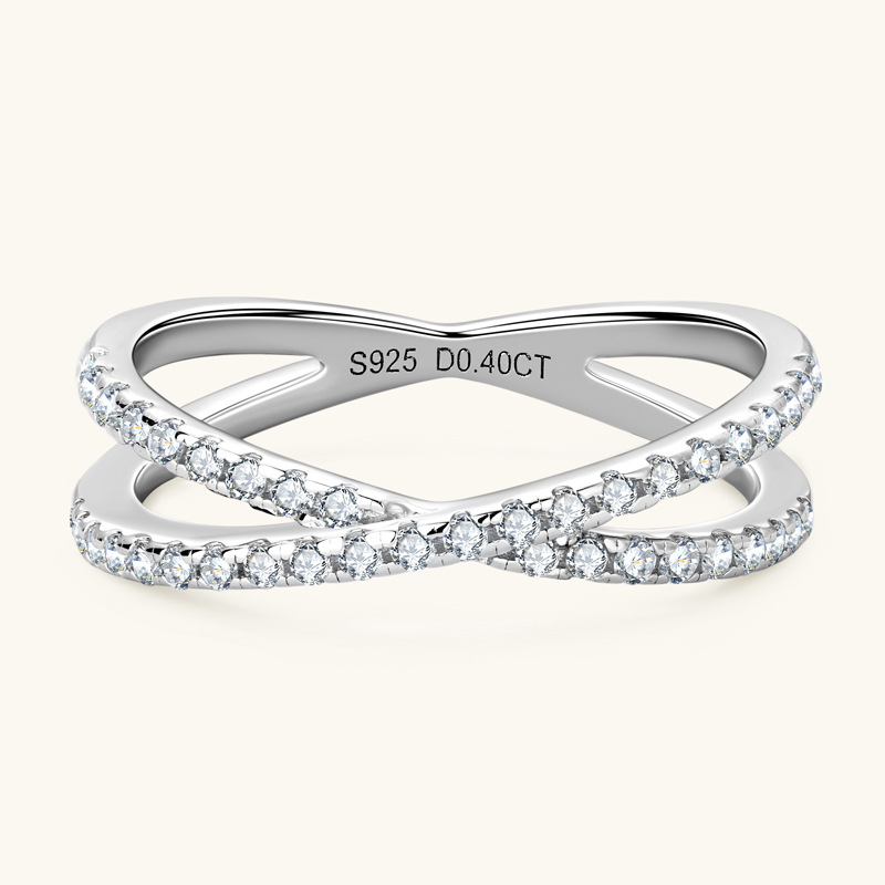 Female Minimalist X-shaped Moissanite Ring
