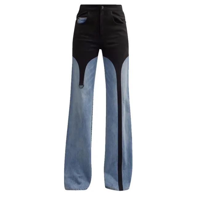 Casual High Waist Straight Pants Loose Washed out Jeans Blue And Black - Shop at LoveMi