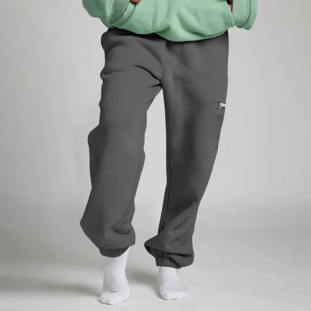 Women's Loose Large-size Fleece-lined Thick Pants - Gray