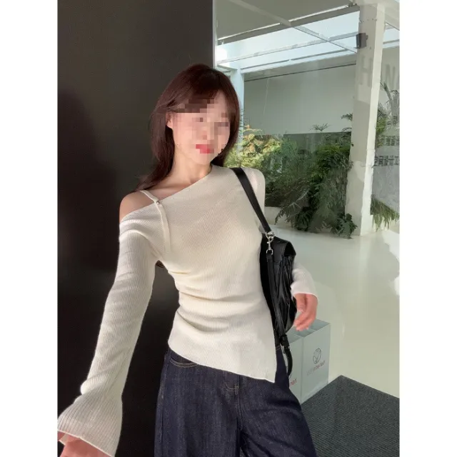 Elegant Slim Fit Slimming Slit Irregular Long Sleeve Apricot - Shop at LoveMi