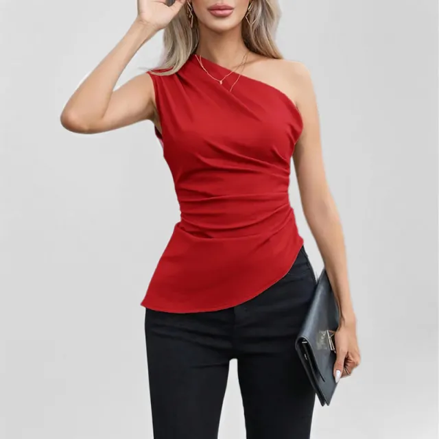 Spring New Elegant Elegant Crossbody Vest Sexy Slim Top Red - Shop at LoveMi