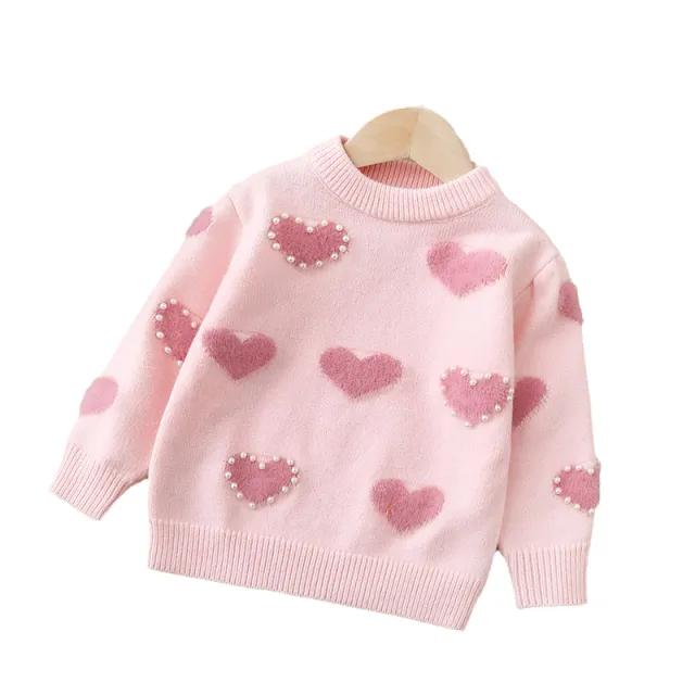 Girl's Sweater Knitwear Pullover Cardigan Top Round Neck Cashmere Pink - Shop at LoveMi