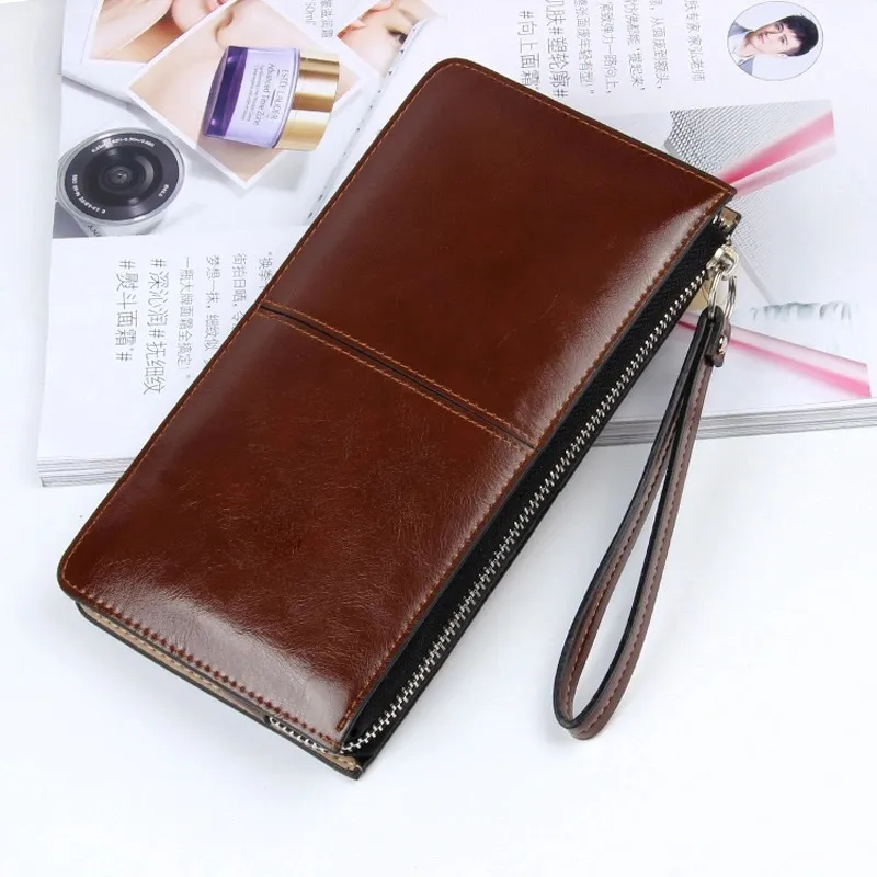 Female Long Clutch Women's Multi Card Slots Wallet Multi-function Wristband Wallet - Brown