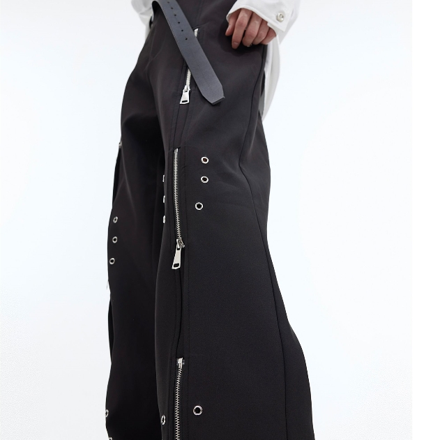 Niche Deconstruction Metal Line Casual Pants