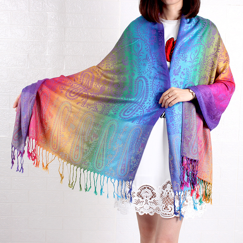 Tassel Jacquard Cotton Linen Large Scarf Air Conditioning Shawl