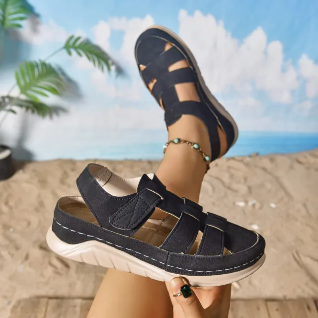 Harajuku Roman Closed Toe Fashion Platform Sandals For Women Black - Shop at LoveMi
