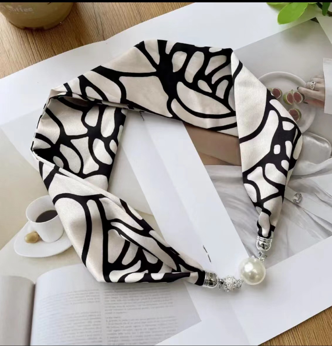 Magnetic Snap Silk Scarf 30