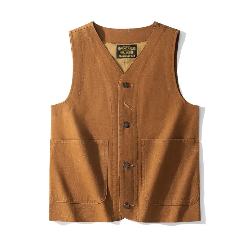 Classic Bag Flower Denim Frock Vest Amekaji