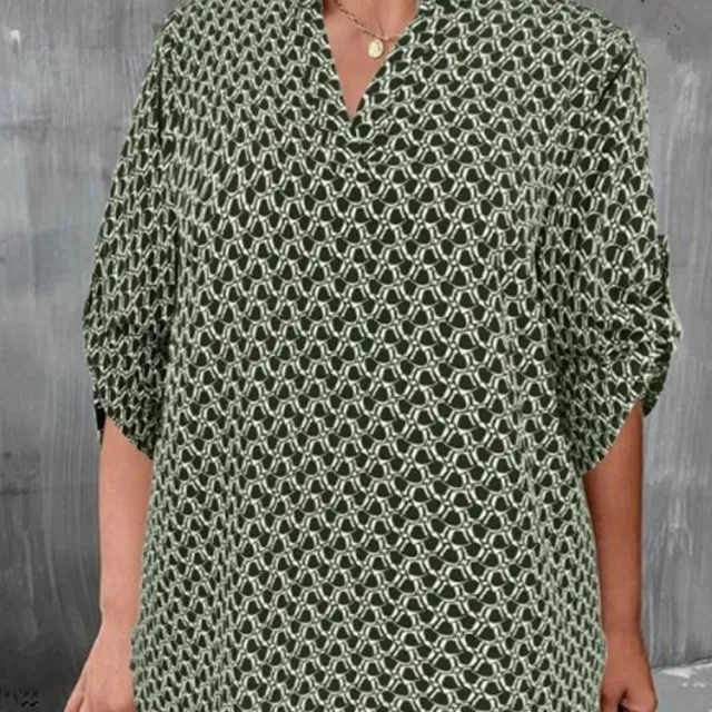 Women's Shirt V neck Long Sleeve Temperament Printed Slimming Top No 2 Color S - Shop at LoveMi
