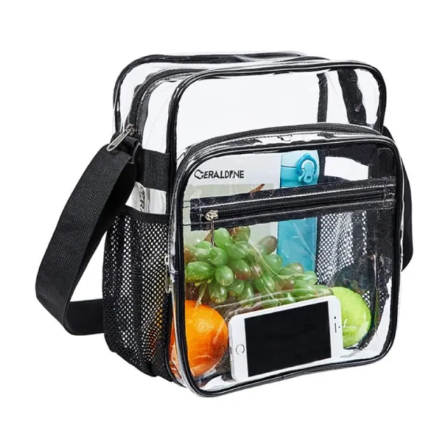 PVC Transparent Cross Body Crossbody Travel Portable Bag Black - Shop at LoveMi