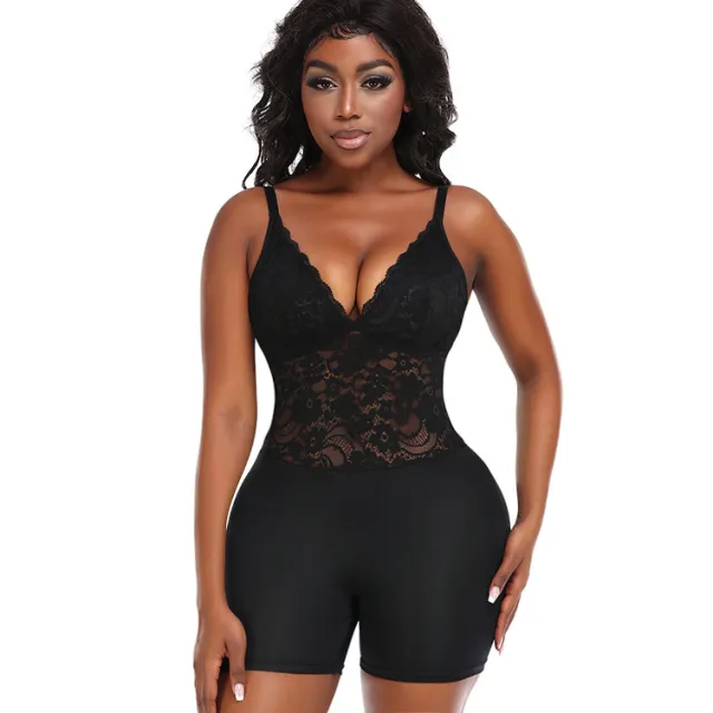 Plus Size Body Shaping Hip Lace Tight Braces Jumpsuit Black - Shop at LoveMi