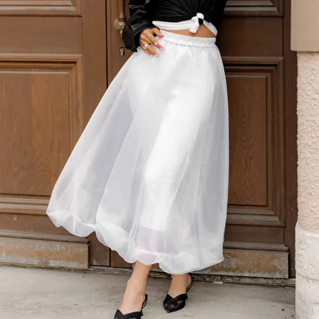 Black Sexy See through Mesh High Waist Skirt White - Shop at LoveMi