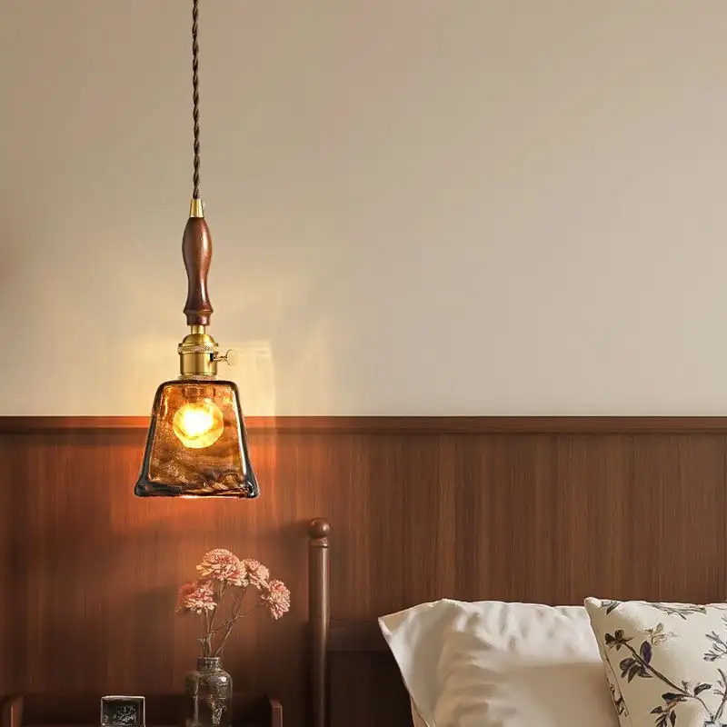 Glass Pendant Light  Amber Vintage-style Chandelier