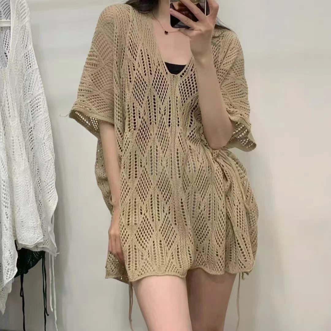 Women's Solid-Color Hollow-Out Lightweight Pullover Knit Sweater