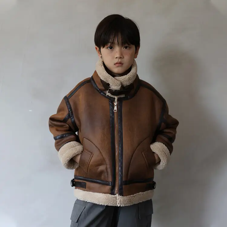 Boys Suede-lined Coat With Integrated Fur For Extra Warmth And Thickness