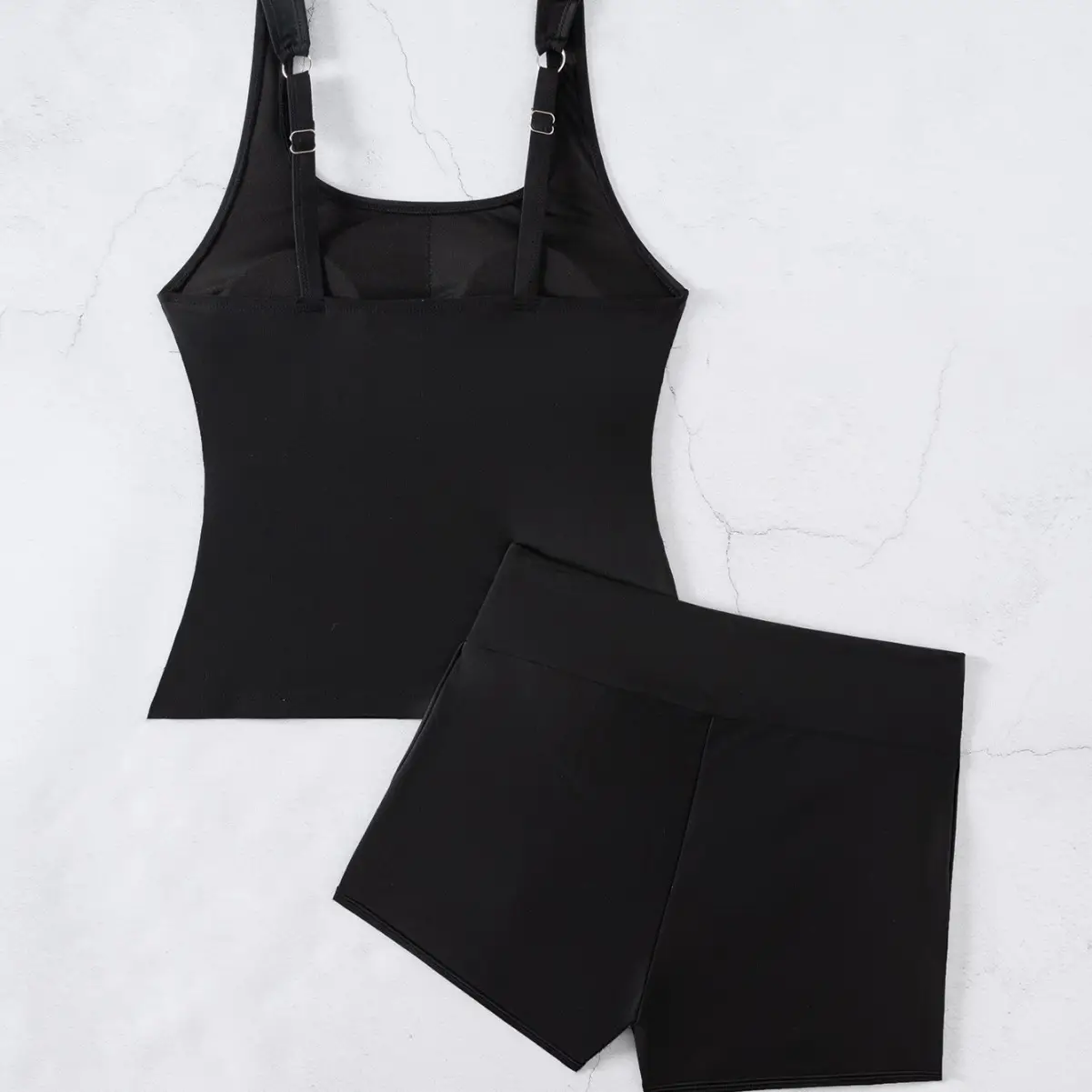 Solid Color U-neck Boxers High Waist Split Two-piece Suit Bikini Swimsuit