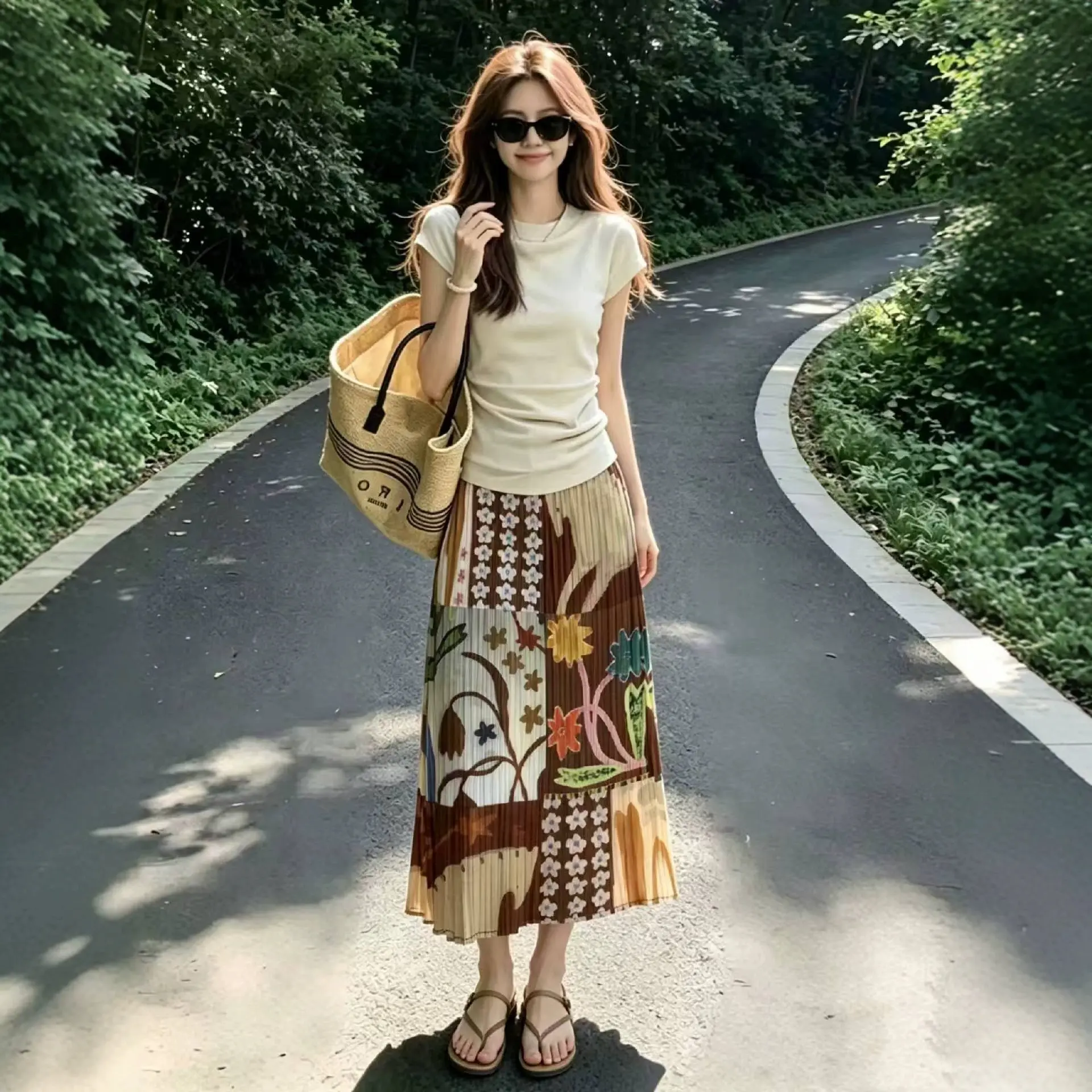 Fashionable Graffiti Pleated Skirt