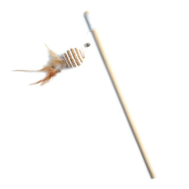 Pets Cat Teaser Feather Bell Wooden Pole Pet Products Ball - Shop at LoveMi