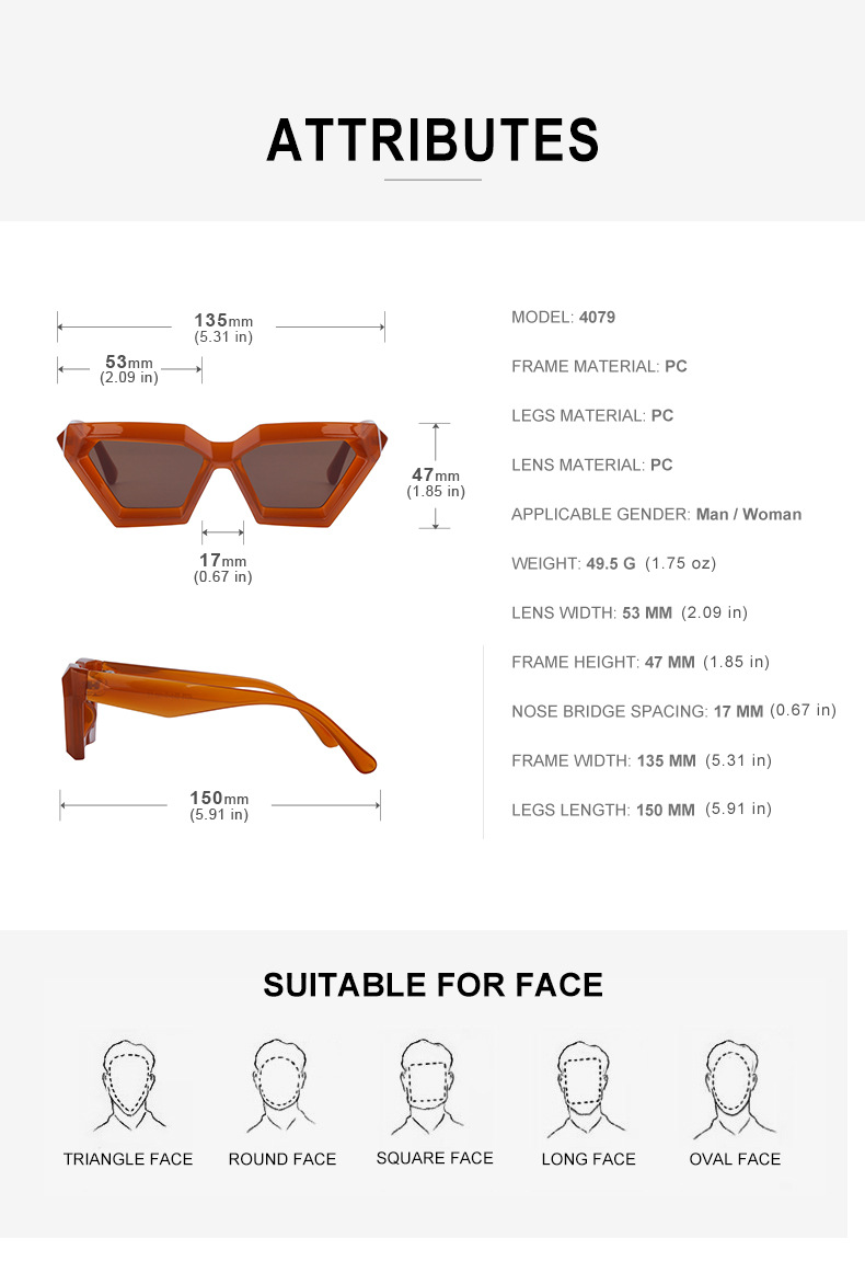 Title 17, Small Frame Sunglasses Irregular Cat Eye Sungla...