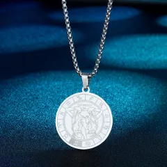 Stainless Steel Constellation Pendant Necklace Gold Medal Necklace - Gemini Silver - View 1