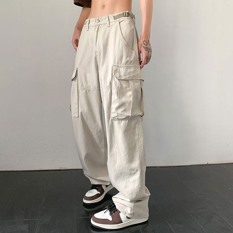 Multi-pocket Loose Cargo Pants Men's Straight Casual Trousers