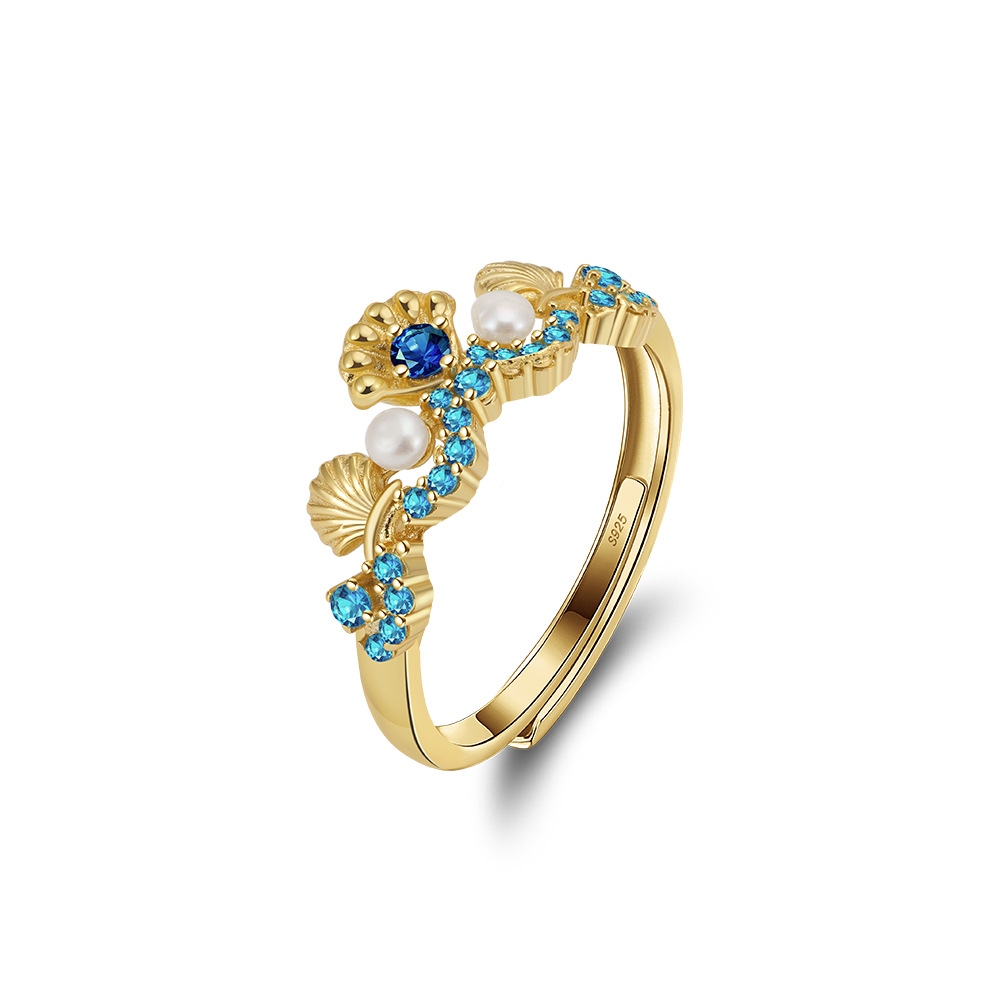 Dainty Design Zircon Pearl Shell Sterling Silver Ring