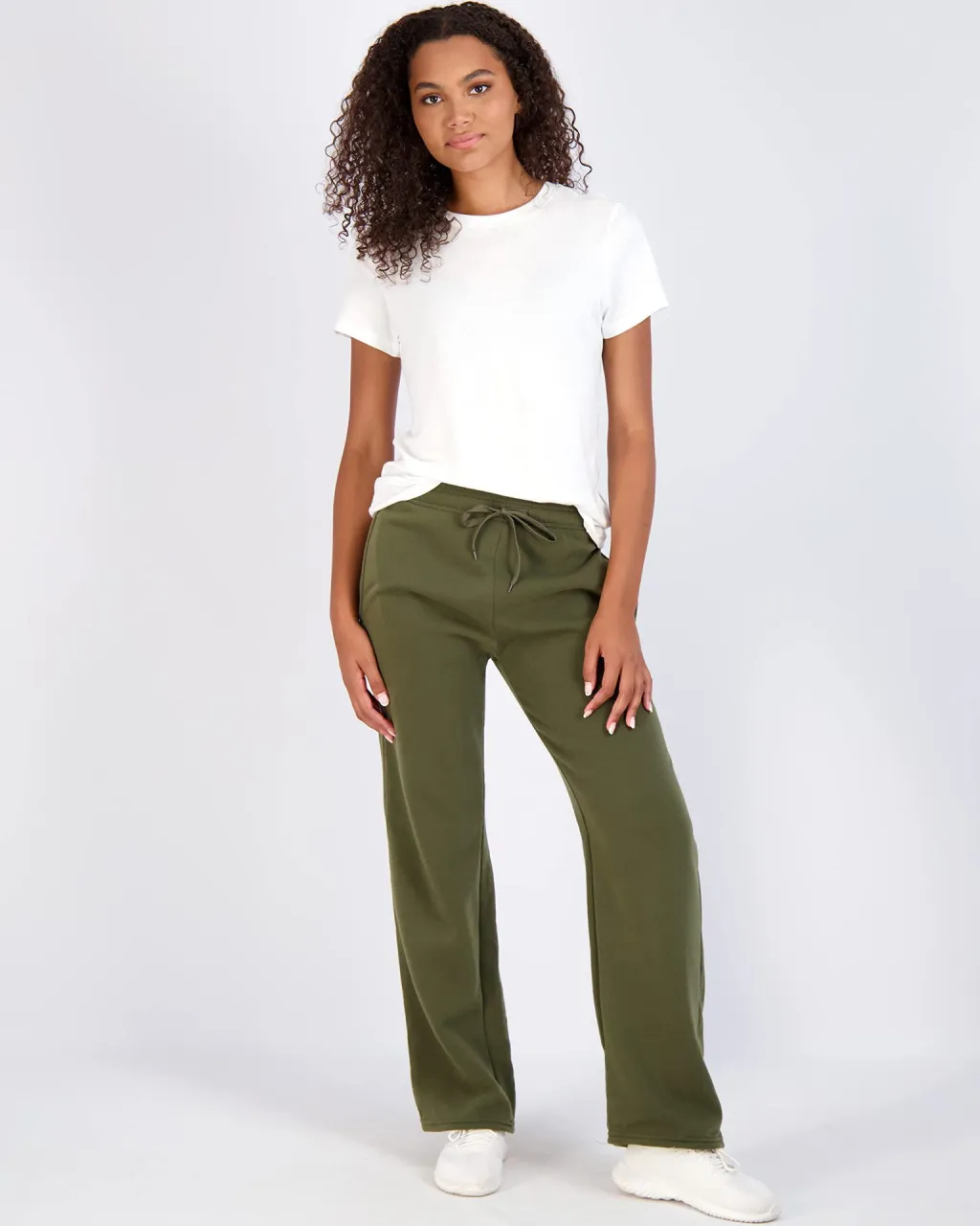 Women's Loose Wool Open Sports Pants - Army Green