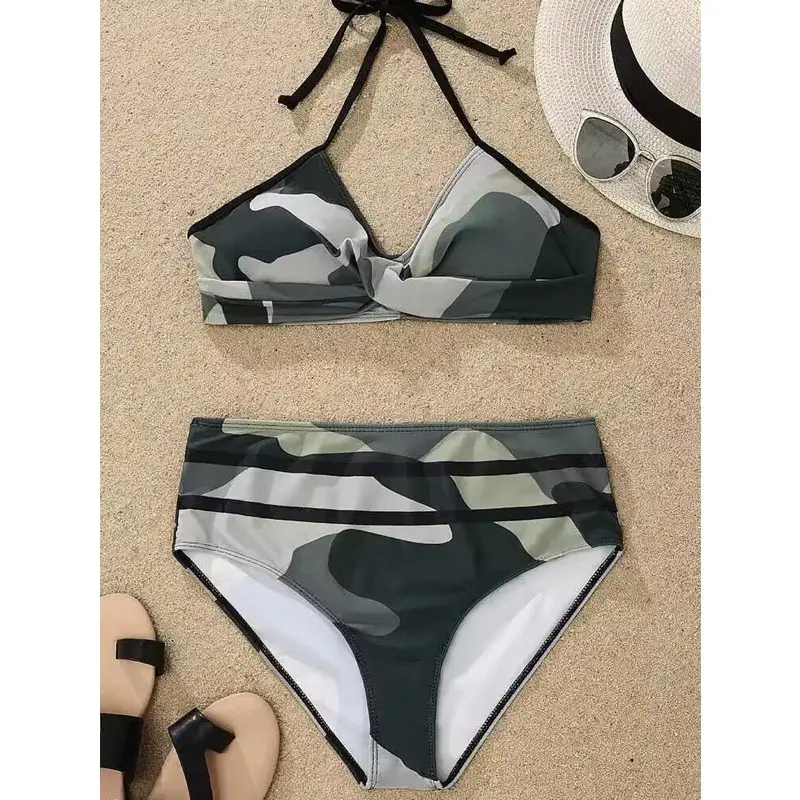 Fashionable Camo-Print Womens Two-Piece Bikini Swimsuit