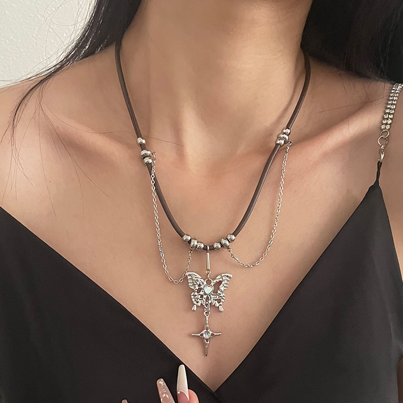 Special-interest Design Moonstone Butterfly Asterism Necklace