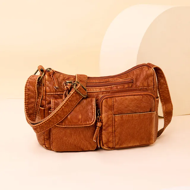 Washed Crossbody Bag Women's Fashion Trend Brown - Shop at LoveMi