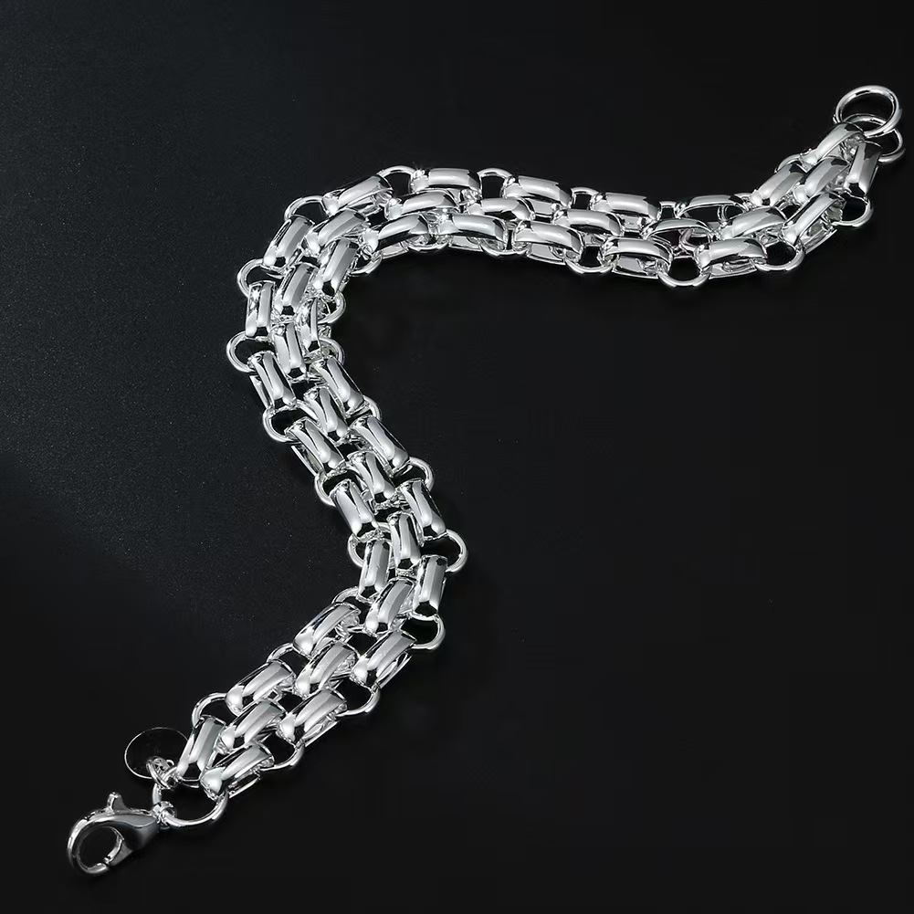 Silver Plated Three Row Bracelet Clasp