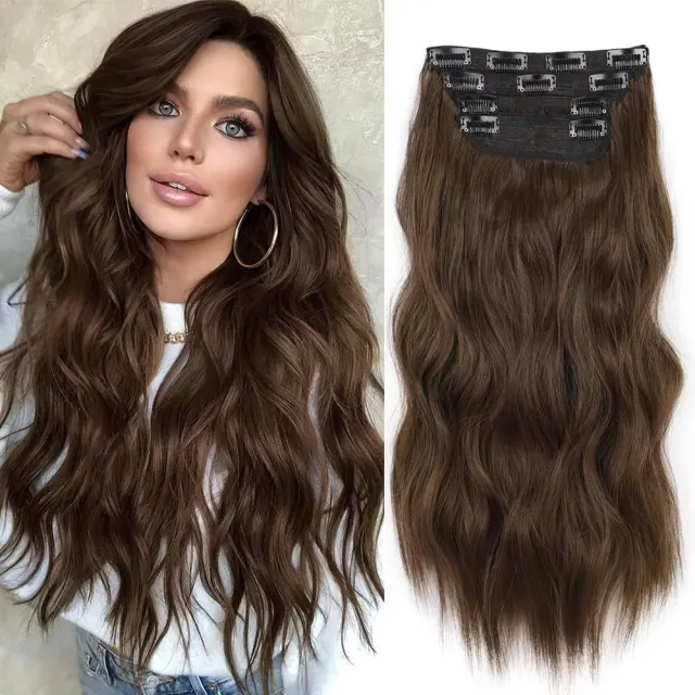 Wig Four piece Set Hairpiece Clip Curly Hair Four piece Set Curly Hair Wig Set Style12 - Shop at LoveMi