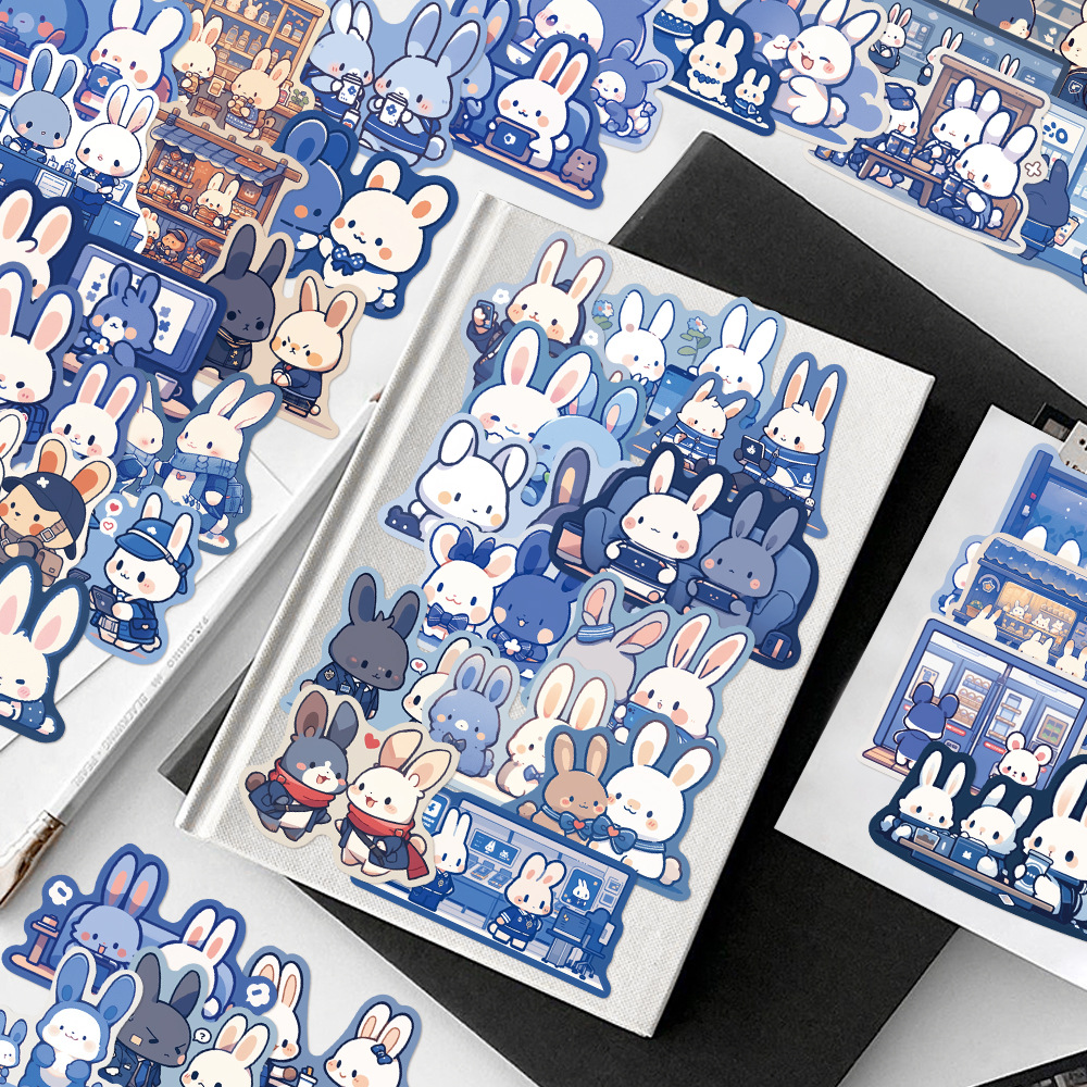 Title 3, 50 Blue Color Rabbit Stickers