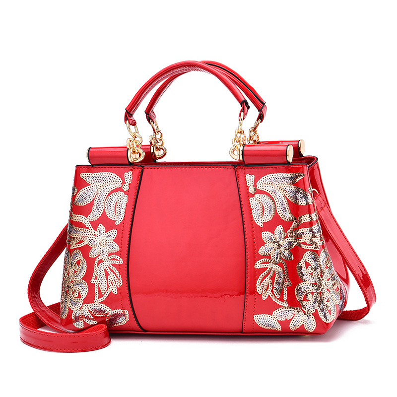 Grand Sac Brodé Femme — Cuir PU Vif avec Bandoulières 1