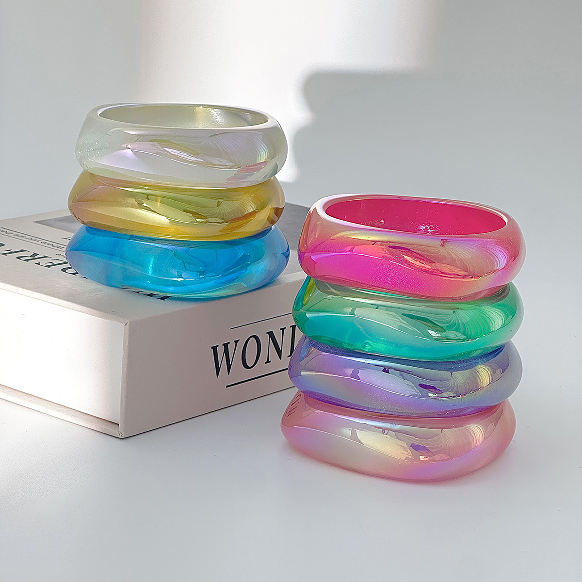 Personalized Iridescent Resin Bracelet With A Gradient Effect