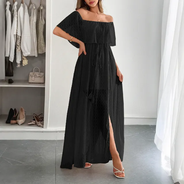 Elegant Tube Top Corset Short Sleeve Women Dress Black - Shop at LoveMi
