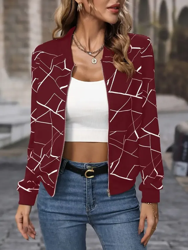 Loose Casual Thin Workwear Line Printed Jacket Top G114Z117 - Shop at LoveMi
