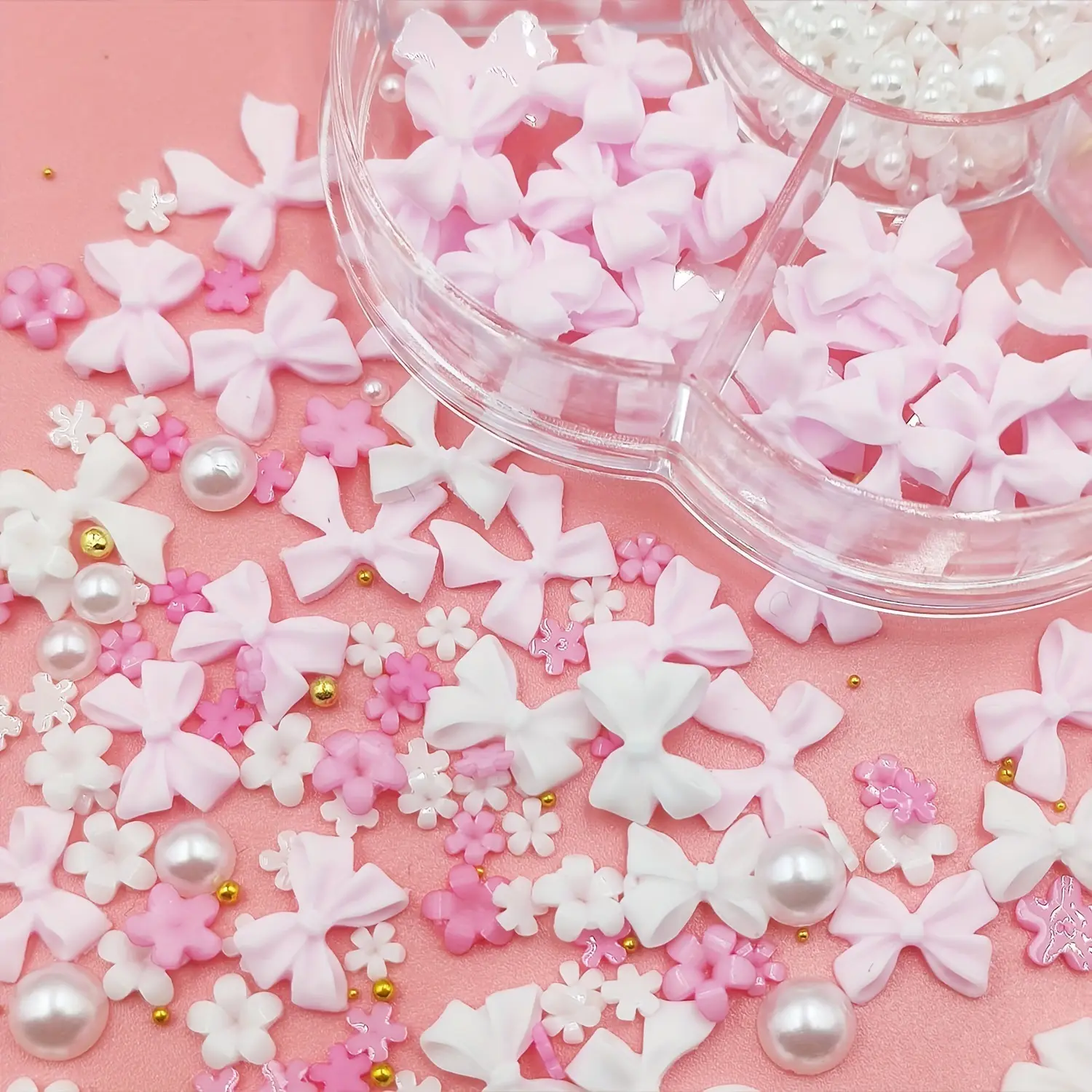 Resin Pearl Nail Beauty Ornament Bow Mixed