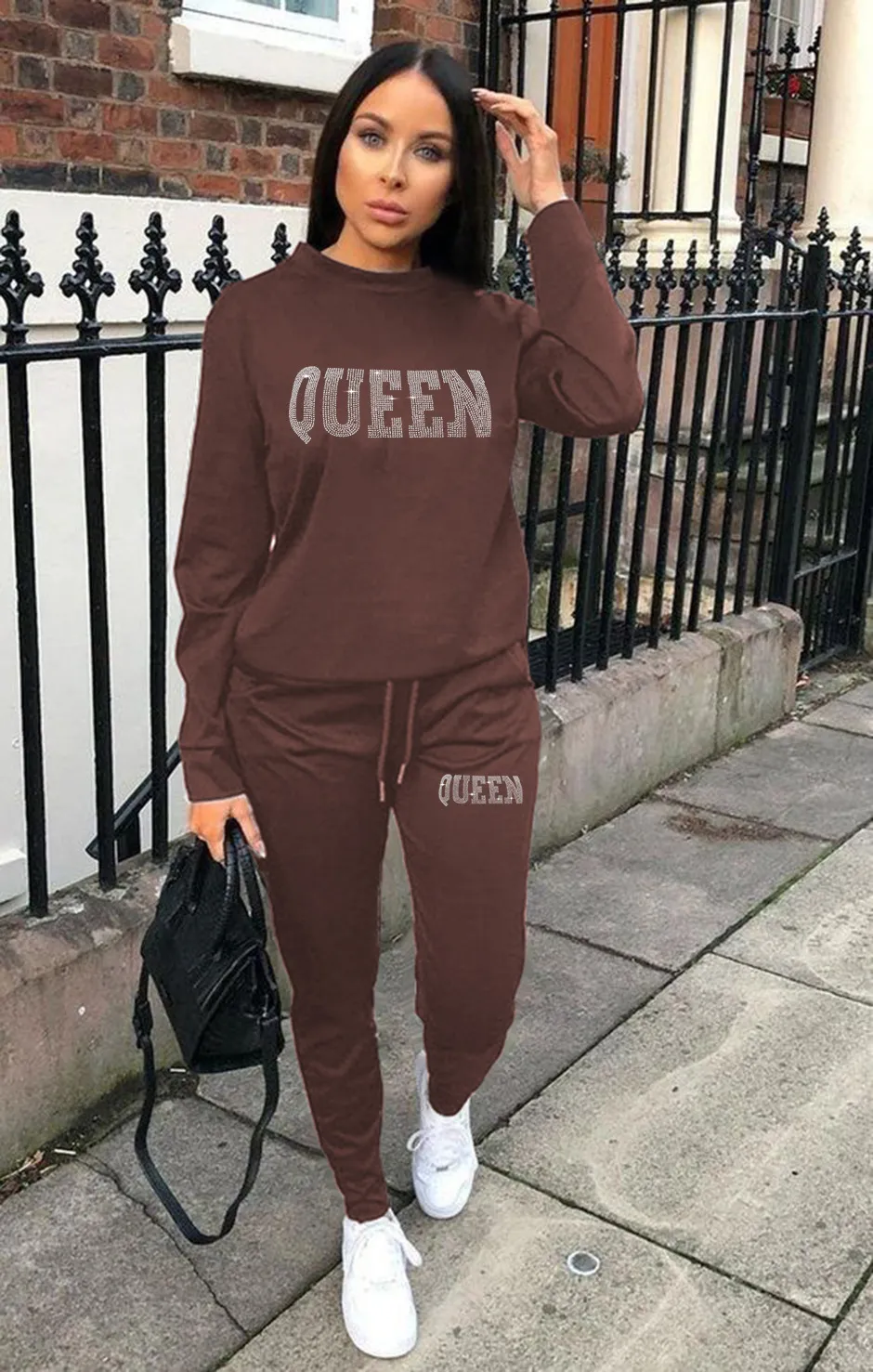 Hot Drilling Leisure Sports Suit - Brown