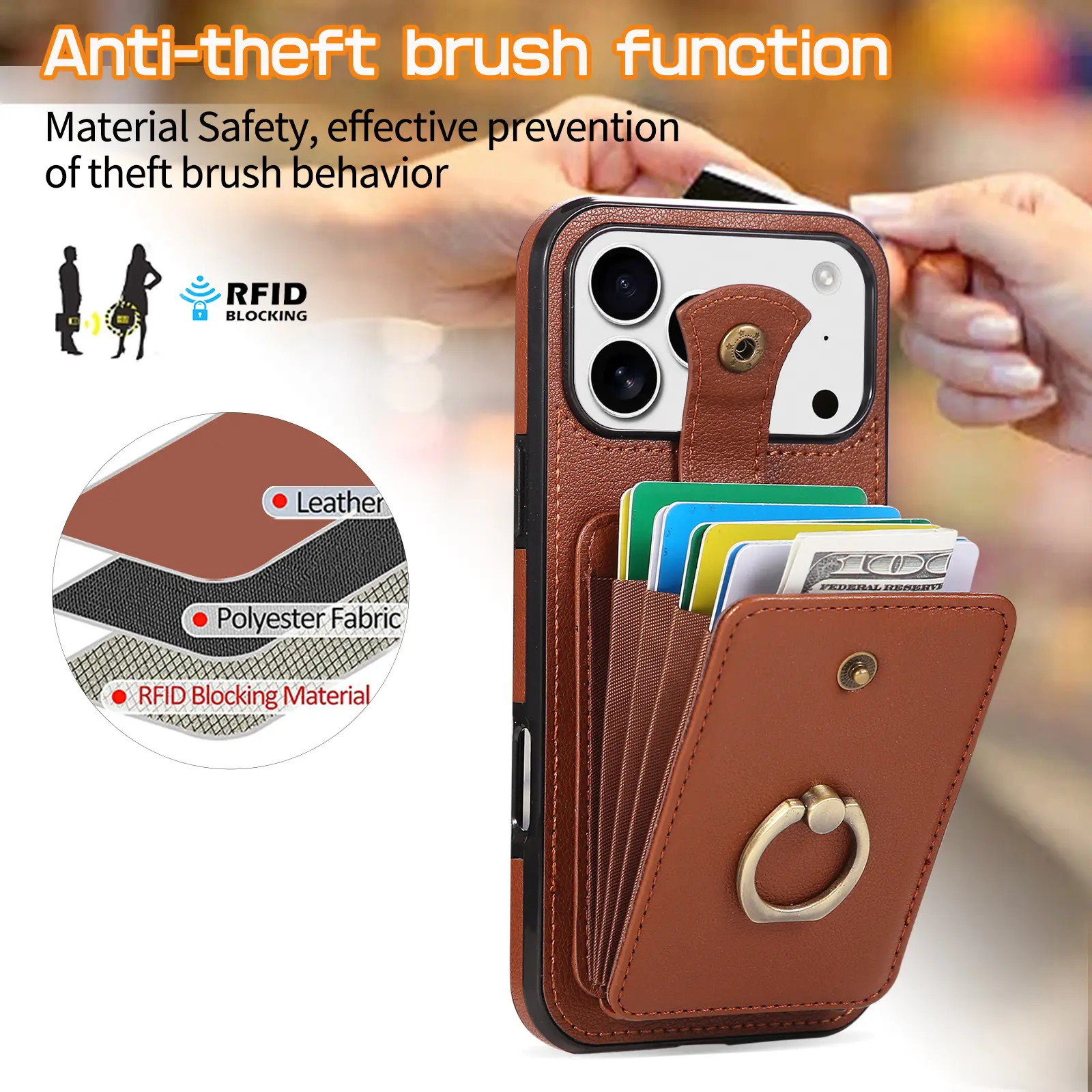 Leather Phone Case With Ring Holder