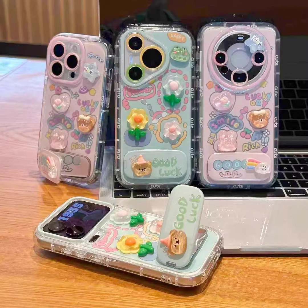 Husă 3D pentru telefon „Ursulețul mic și curcubeul norocos”