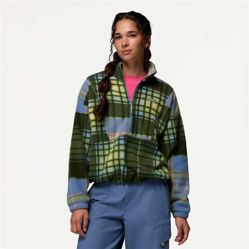 Women's Loose-Fit Plaid Long-Sleeve Stand-Neck Sweatshirt