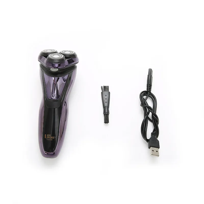 Electric Men's Shaver Fully Washable Car USB Rechargeable Shaver - Purple