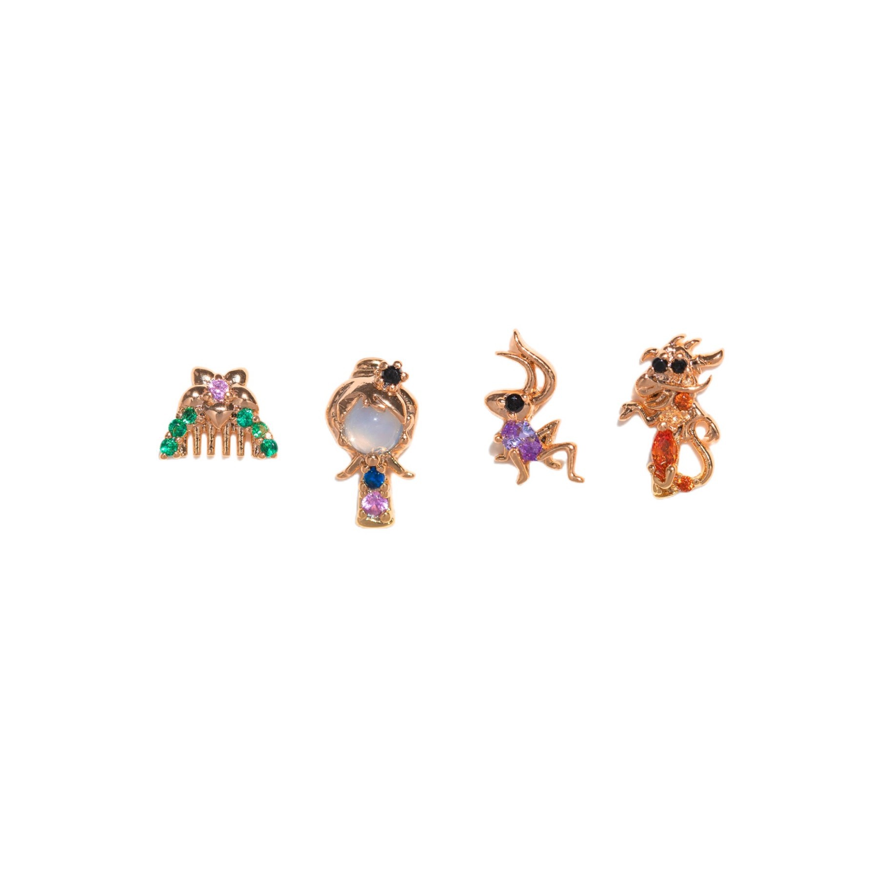 Creative Cartoon Character Micro-inlaid Color Zircon Animal Stud Earrings