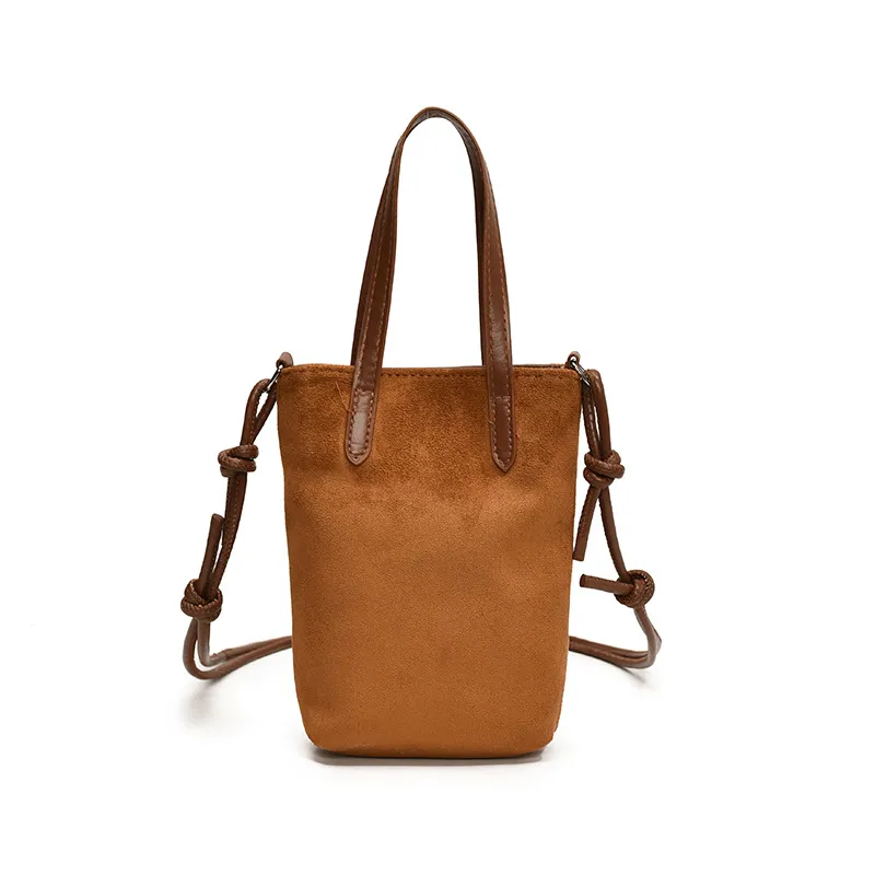 Women's Crossbody Bag Autumn And Winter Retro Leopard Print Shoulder Bag Anime New Versatile Suede Phone Bag - Brown