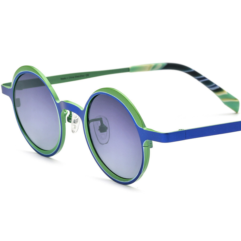Women's Round Fashion Multi-color Pure Titanium Personalized Sunglasses