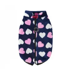 Pet Coat Zipper Flannel Plus Velvet Thickened Vest - Dark Blue - View 1